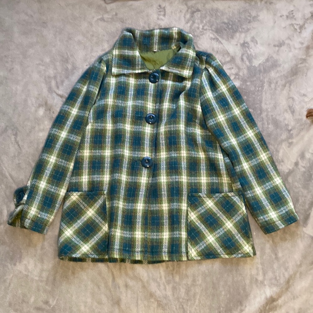 Green Plaid Button Up Jacket